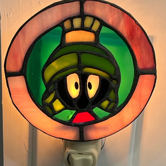 Vintage Marvin The Martian Inspired Stained Glass Night Light NIP 1996 NEW - Picture 1 of 14